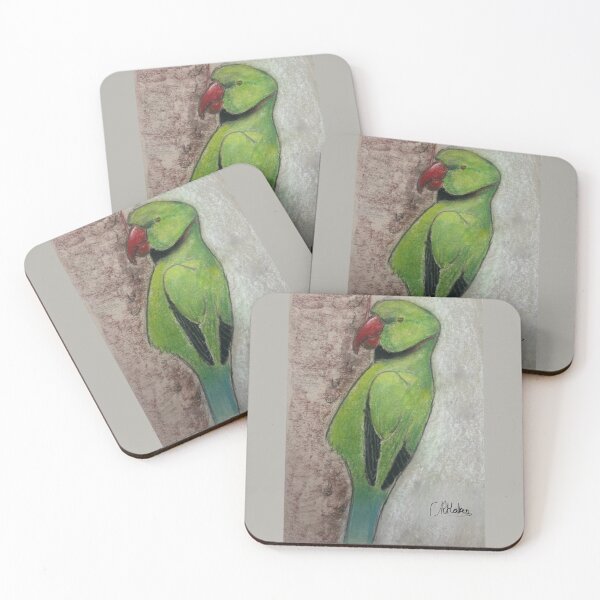 Item preview, Ring Necked Parakeet: Oil Pastels designed and sold by Charlotte's Shop of Bird Stuff.