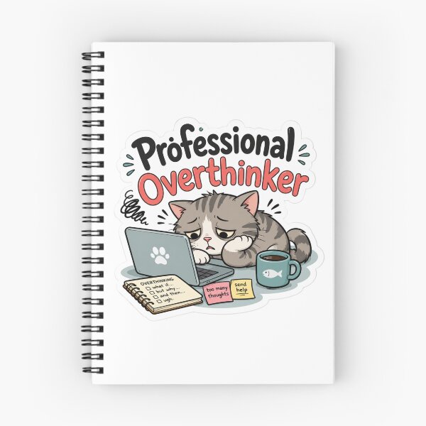 Item preview, Professional Overthinker Tired Cat Laptop Funny Office Work Sarcastic Quote designed and sold by raedattia.