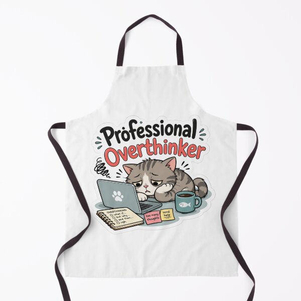 Item preview, Professional Overthinker Tired Cat Laptop Funny Office Work Sarcastic Quote designed and sold by raedattia.
