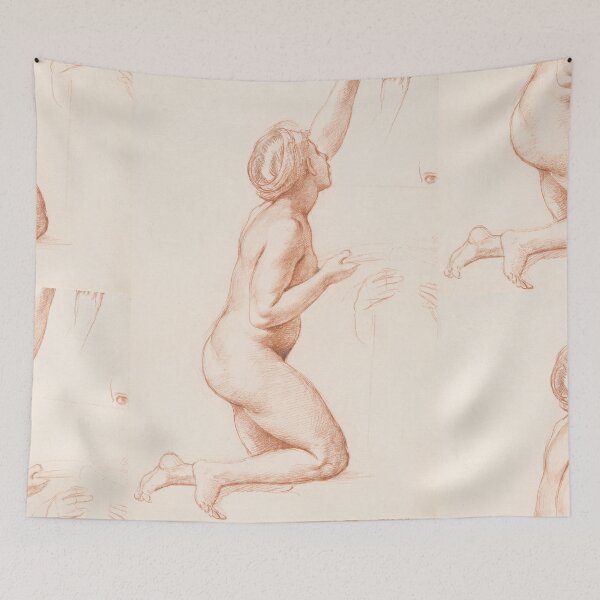 Item preview, Kneeling Nude Figure Sanguine Study designed and sold by artofuniverse.