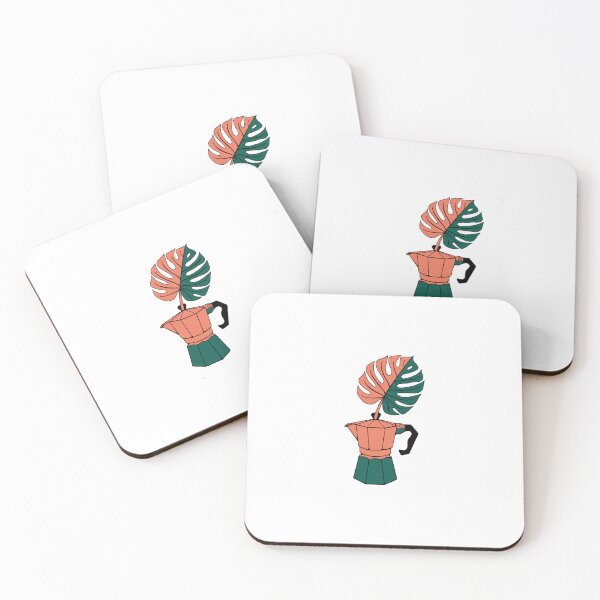 Item preview, Minimalist Moka Pot Coffee and Monstera Plant Boho Art designed and sold by Kiwigenio.