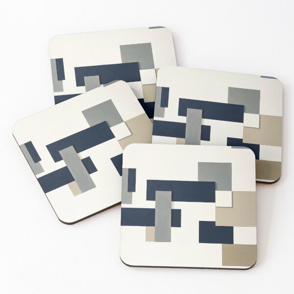 Item preview, Indigo Blocks – Architectural Geometric Abstract Art Print designed and sold by Zaramodo.