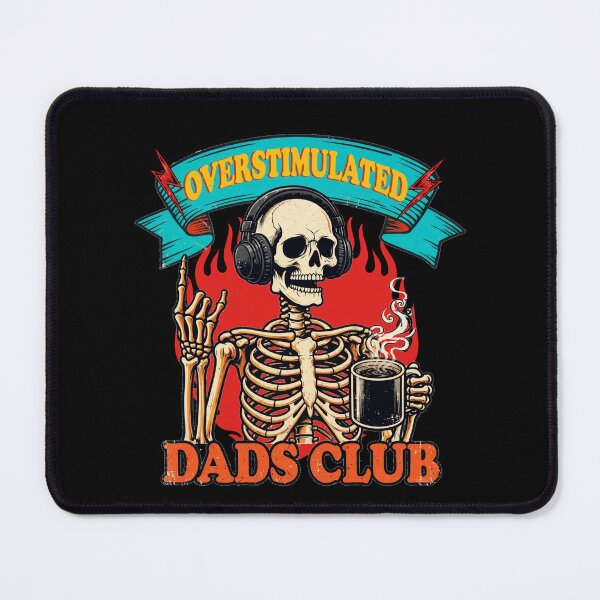 Item preview, Overstimulated Dads Club Skeleton Funny Dad Life - Coffee Headphones Rock Dad designed and sold by Neurospicy Trolls.