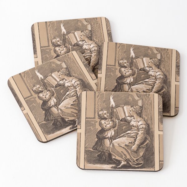 Item preview, Woman Reading by Torchlight With Child designed and sold by artofuniverse.