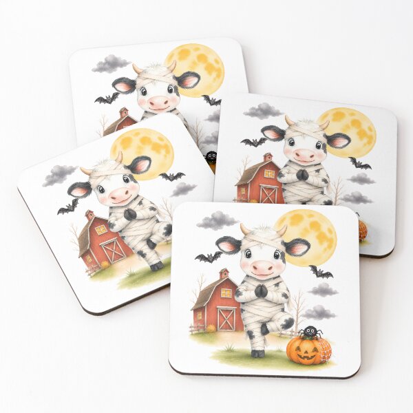 Item preview, Halloween Tree Pose Mummy Cow designed and sold by YogiAnimalArt.