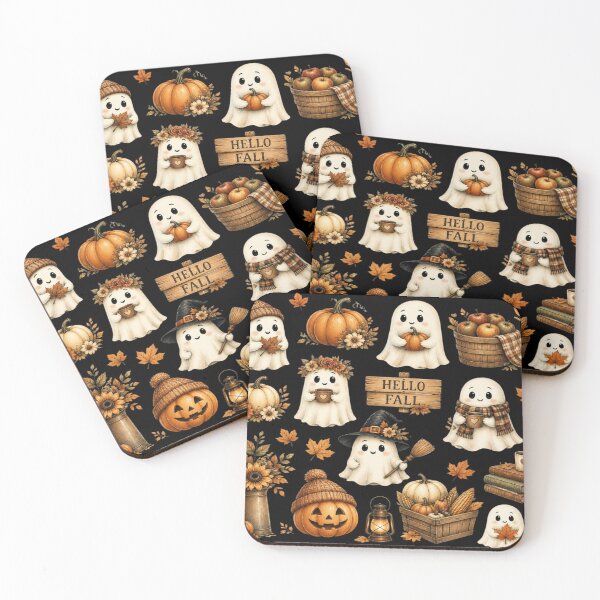 Item preview, Adorable autumn ghosts and vintage pumpkins designed and sold by BriSher.