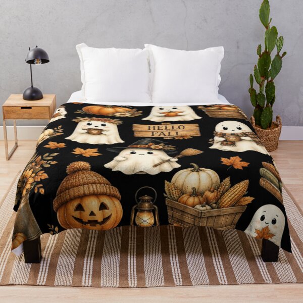 Item preview, Adorable autumn ghosts and vintage pumpkins designed and sold by BriSher.
