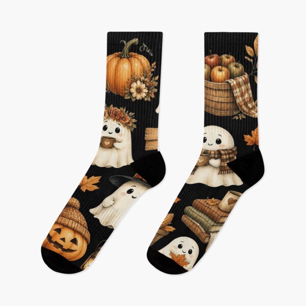 Item preview, Adorable autumn ghosts and vintage pumpkins designed and sold by BriSher.