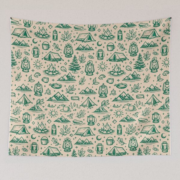 Item preview, Camping Icons Pattern – Rustic Outdoor Design designed and sold by GabeMountainArt.
