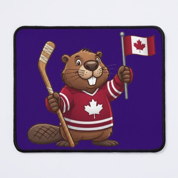 Item preview, Canadian Hockey Beaver - Cute Canada Flag Mascot Art designed and sold by Northern Glow Art.
