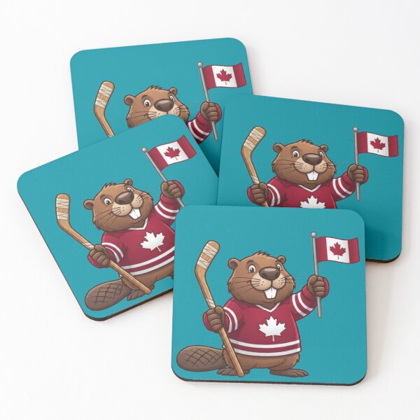 Item preview, Canadian Hockey Beaver - Cute Canada Flag Mascot Art designed and sold by Northern Glow Art.