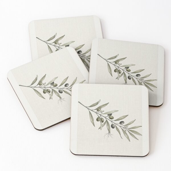 Item preview, Minimalist Olive Branch on Textured Linen – Elegant Framed Botanical Art Print designed and sold by Zaramodo.