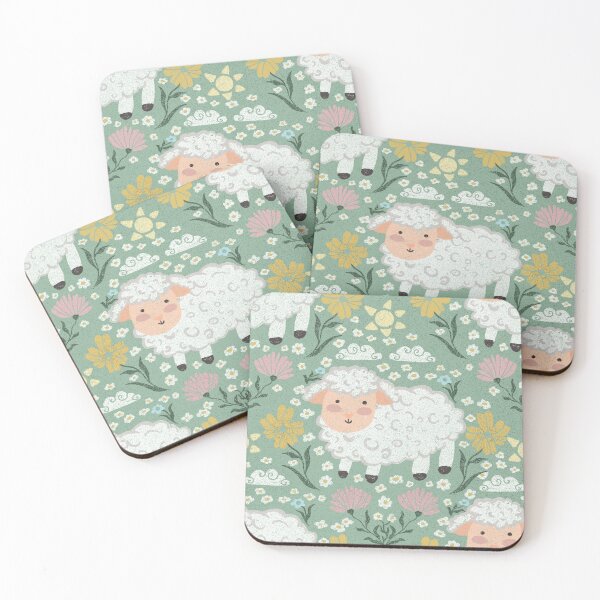 Artikelvorschau, Sweet Sheep Wildflowers Pastel Cottage Pattern entworfen und verkauft von meadowandbloom.