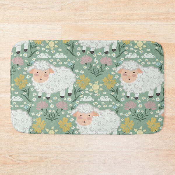 Artikelvorschau, Sweet Sheep Wildflowers Pastel Cottage Pattern entworfen und verkauft von meadowandbloom.