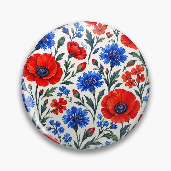 Item preview, Red Poppy and Blue Cornflower Pattern – Vibrant Botanical Floral Design designed and sold by Everleaf Studio.