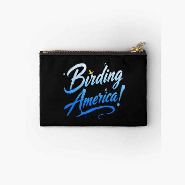 Item preview, Birding America – Bold Blue Brush Lettering with Bird Silhouette designed and sold by The-Drip-Studio.