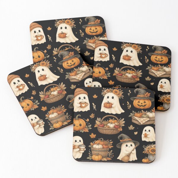 Item preview, Adorable autumn ghosts and vintage pumpkins designed and sold by BriSher.