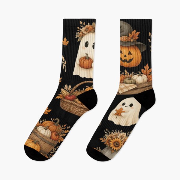 Item preview, Adorable autumn ghosts and vintage pumpkins designed and sold by BriSher.