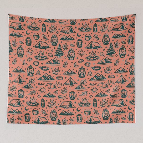 Item preview, Vintage Outdoor Camping Seamless Pattern – Hand-Drawn Wilderness Icons designed and sold by GabeMountainArt.