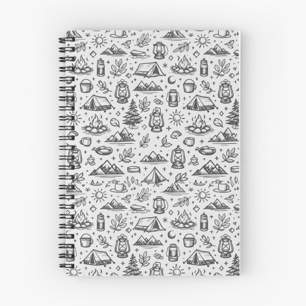Item preview, Vintage Outdoor Camping Seamless Pattern – Hand-Drawn Wilderness Icons Mono designed and sold by GabeMountainArt.