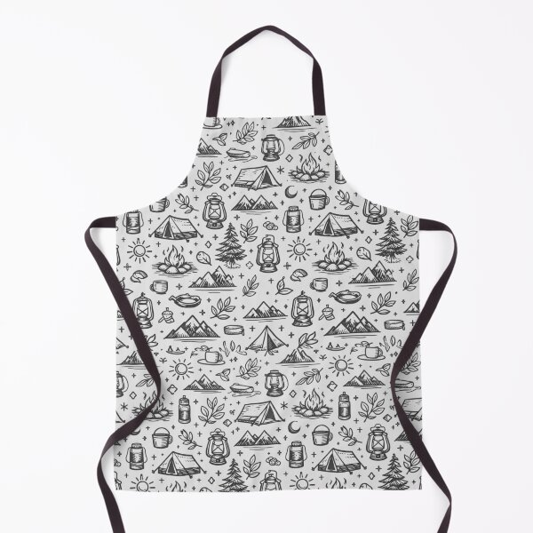 Item preview, Vintage Outdoor Camping Seamless Pattern – Hand-Drawn Wilderness Icons Mono designed and sold by GabeMountainArt.
