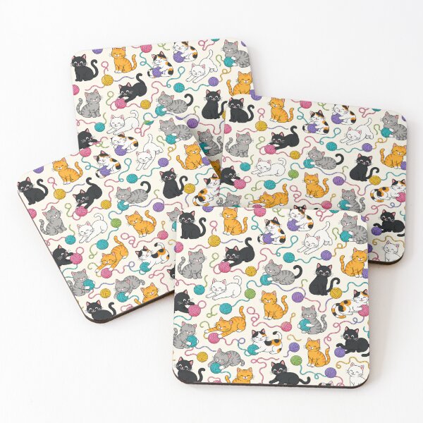 Item preview, Cartoon cats with yarn pattern designed and sold by Kathy Kuczek.