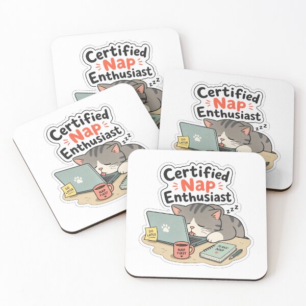 Item preview, Certified Nap Enthusiast Tired Cat Laptop Funny Sleepy Work Sarcastic Quote designed and sold by raedattia.