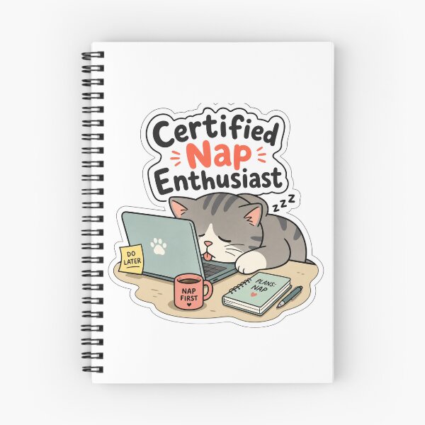 Item preview, Certified Nap Enthusiast Tired Cat Laptop Funny Sleepy Work Sarcastic Quote designed and sold by raedattia.