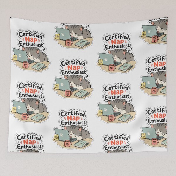 Item preview, Certified Nap Enthusiast Tired Cat Laptop Funny Sleepy Work Sarcastic Quote designed and sold by raedattia.