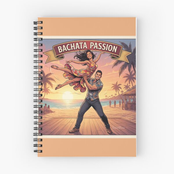 Item preview, Bachata Passion – Retro Latino Dance Couple Acrobatic Lift, Vintage 1970s Tropical Beach Sunset Banner, Social Dancers Apparel Art Poster designed and sold by SmartPuns.
