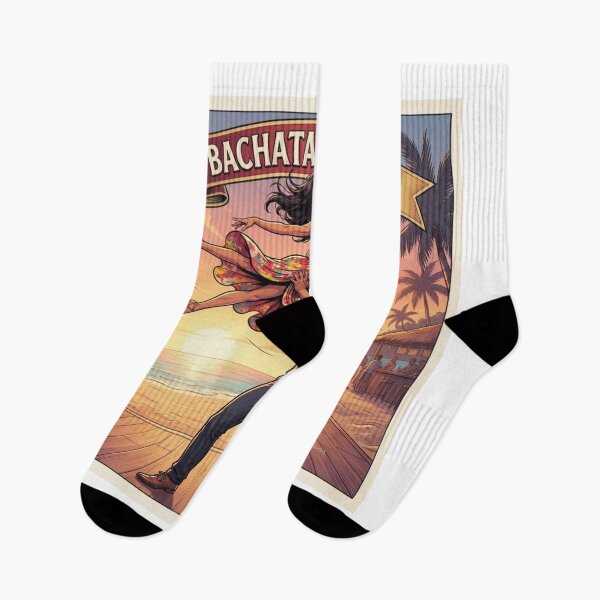 Item preview, Bachata Passion – Retro Latino Dance Couple Acrobatic Lift, Vintage 1970s Tropical Beach Sunset Banner, Social Dancers Apparel Art Poster designed and sold by SmartPuns.
