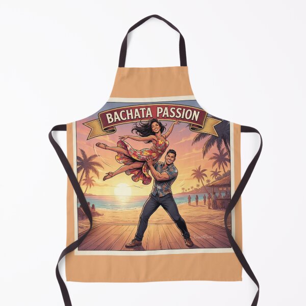 Item preview, Bachata Passion – Retro Latino Dance Couple Acrobatic Lift, Vintage 1970s Tropical Beach Sunset Banner, Social Dancers Apparel Art Poster designed and sold by SmartPuns.