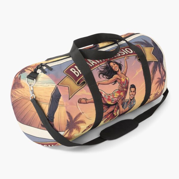 Item preview, Bachata Passion – Retro Latino Dance Couple Acrobatic Lift, Vintage 1970s Tropical Beach Sunset Banner, Social Dancers Apparel Art Poster designed and sold by SmartPuns.