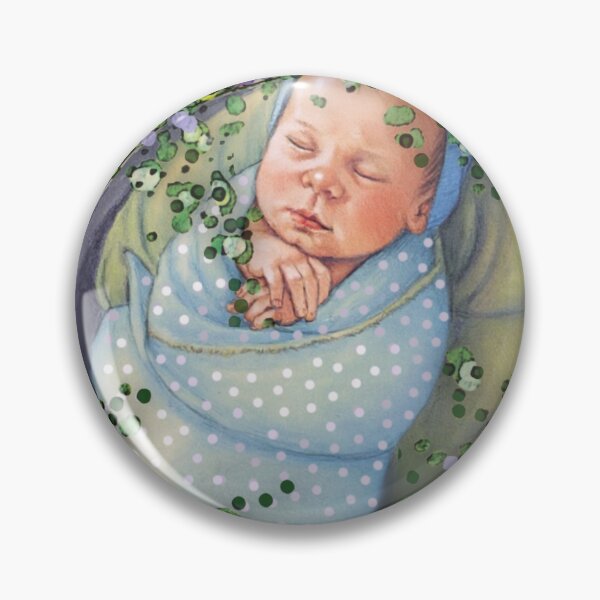 Item preview, Baby in Wash Tub Amid a Tangle of Tiny Flowers, Swaddled Infant designed and sold by JoyfulWhimsy.