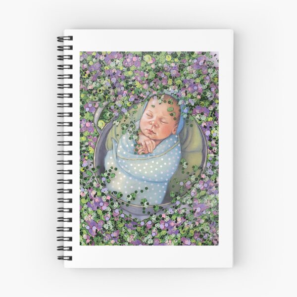 Item preview, Baby in Wash Tub Amid a Tangle of Tiny Flowers, Swaddled Infant designed and sold by JoyfulWhimsy.