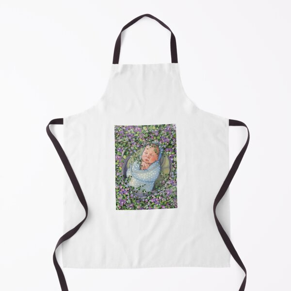 Item preview, Baby in Wash Tub Amid a Tangle of Tiny Flowers, Swaddled Infant designed and sold by JoyfulWhimsy.