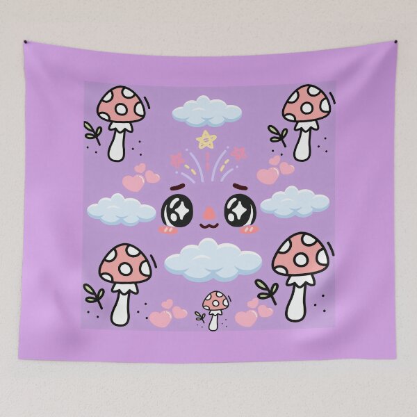 Item preview, Cute Kawaii Mushroom and Dreaming Face Pattern designed and sold by Azurart2.