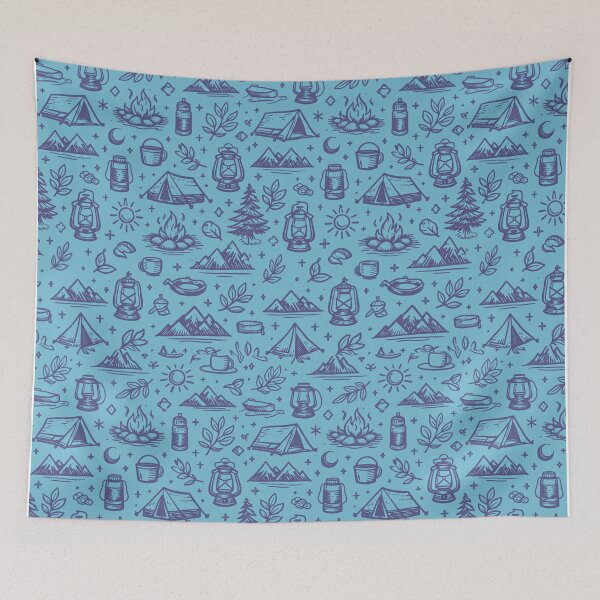 Item preview, Vintage Outdoor Camping Seamless Pattern – Hand-Drawn Wilderness Icons Mint designed and sold by GabeMountainArt.