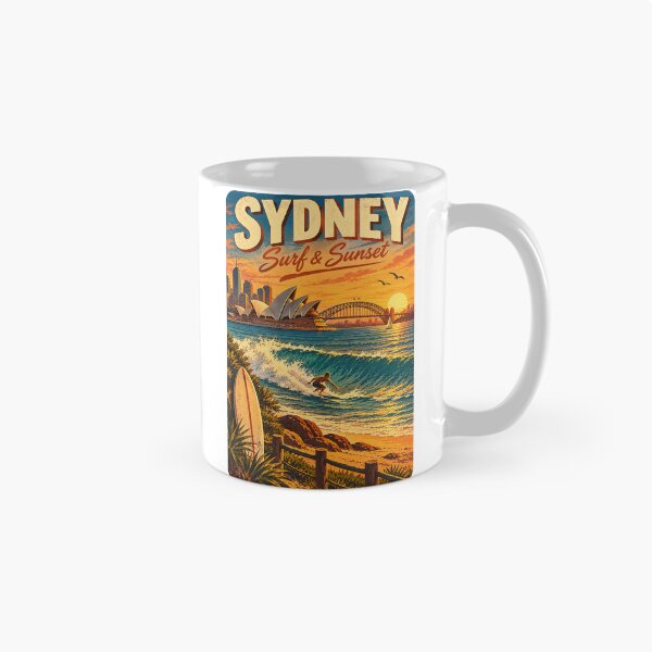 Item preview, Vintage Sydney Surf and Sunset Coastal Scene designed and sold by RiderSpoon.