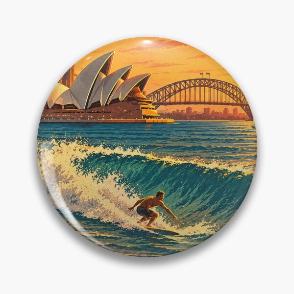 Item preview, Vintage Sydney Surf and Sunset Coastal Scene designed and sold by RiderSpoon.