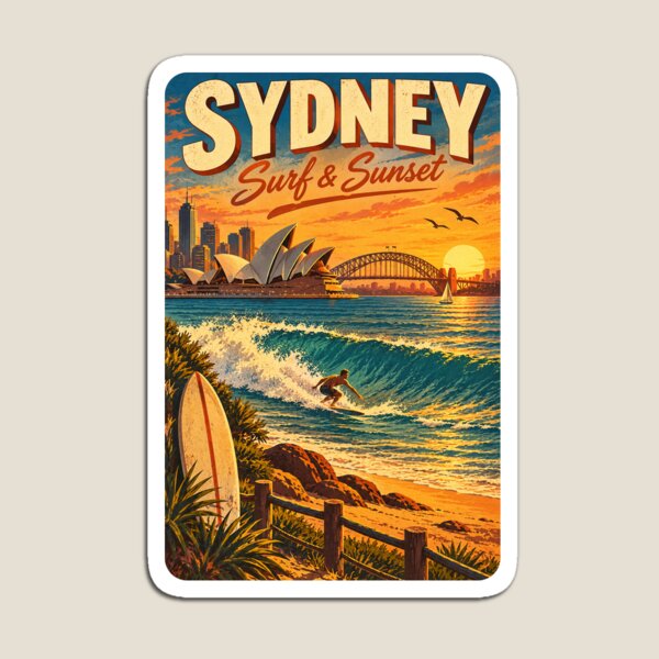 Item preview, Vintage Sydney Surf and Sunset Coastal Scene designed and sold by RiderSpoon.