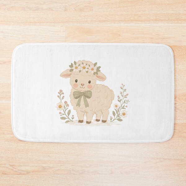 Artikelvorschau, Sweet Cottage Sheep with Wildflowers entworfen und verkauft von meadowandbloom.