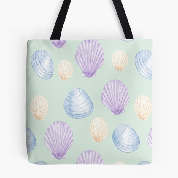 Item preview, Pastel Purple and Blue Seashell Pattern on Mint Green designed and sold by Creativveworrld03.