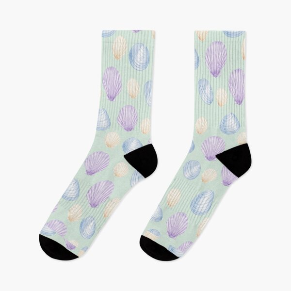 Item preview, Pastel Purple and Blue Seashell Pattern on Mint Green designed and sold by Creativveworrld03.