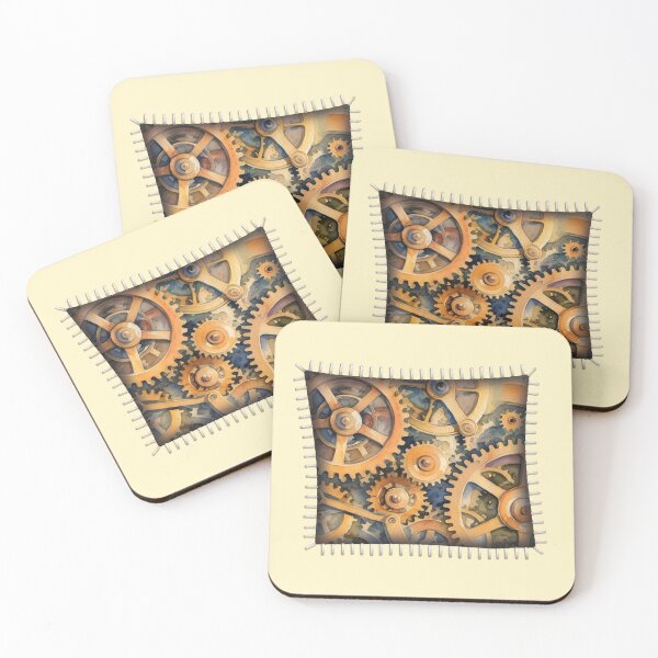 Item preview, Stitched Opening Reveals Clockwork Gears designed and sold by MoxisWatercolor.