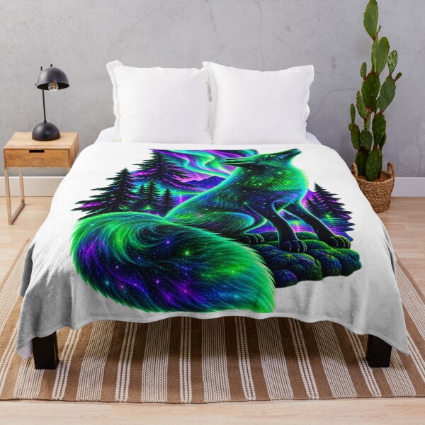 Item preview, Neon Cosmic Spirit Wolf Northern Lights designed and sold by LC&LCPlatform.