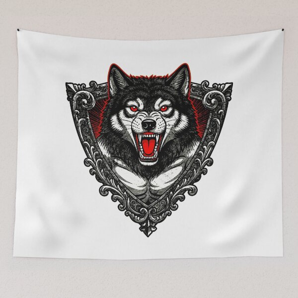 Item preview, Fierce Growling Wolf Red Eyes Crest designed and sold by Romgora.