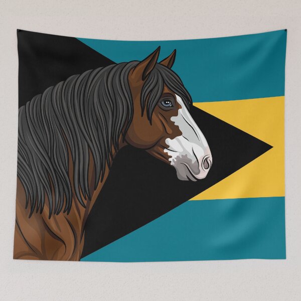 Item preview, The head of the Abaco horse and the flag of the Bahamas designed and sold by Cheval-de-coeur.
