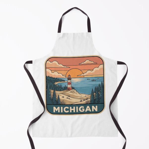 Item preview, Retro Michigan Great Lakes Lighthouse Travel Badge designed and sold by Paper Drip.