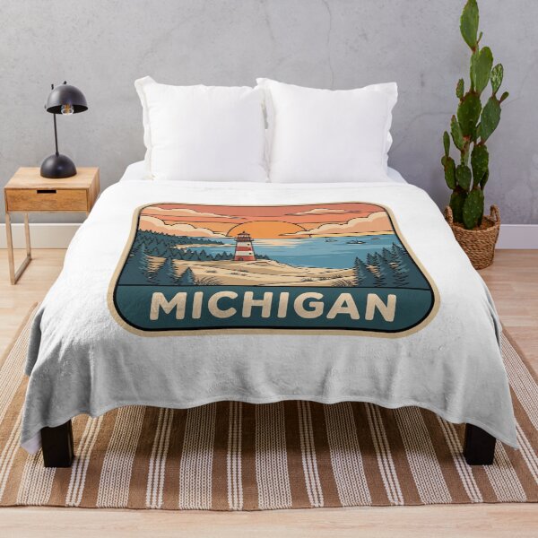 Item preview, Retro Michigan Great Lakes Lighthouse Travel Badge designed and sold by Paper Drip.